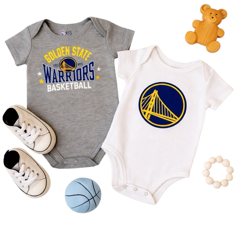 NBA Golden State Warriors Baby Onesie Set 2 Pack Size 24M Basketball Official